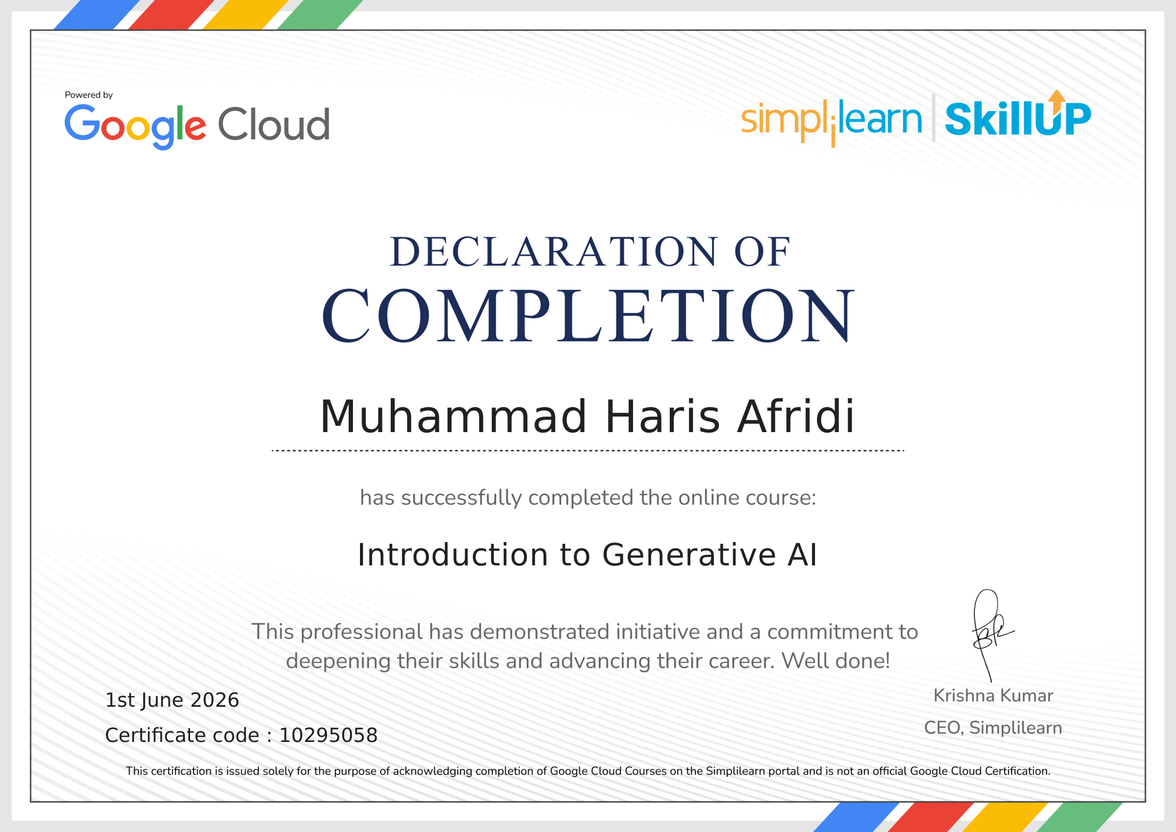 Introduction to Generative AI Certificate